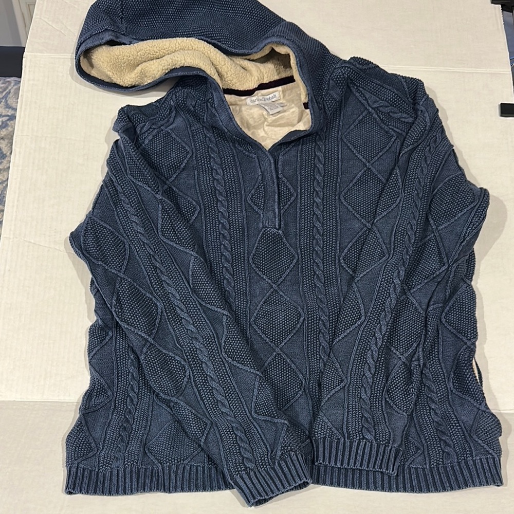 Women’s Blue Cable Knit Hoodie